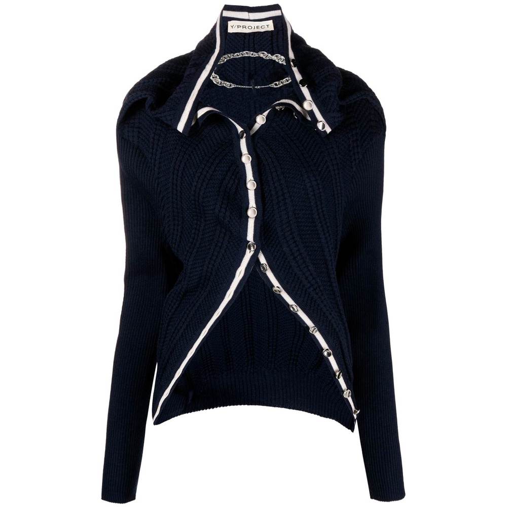Y project ruffled cardigan with chain